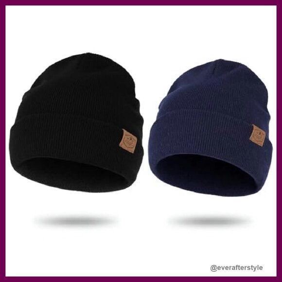 Merino Wool Cuffed Beanie Hat Winter Warm Ribbed Knit Unisex Classic main image 6